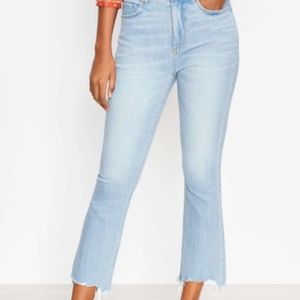 LOFT Chewed Hem High Rise Kick Crop Jeans
